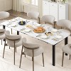 Dining Table, Rectangular Table with Wave Irregular Edge, Thick MDF Top, Sturdy Metal Frame, Waterproof, Scratch-Resistant - 3 of 4