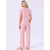 INSPIRE CHIC Womens Short Sleeve V-neck Top Drawstring Pants Pajama Sets with Pockets - 4 of 4