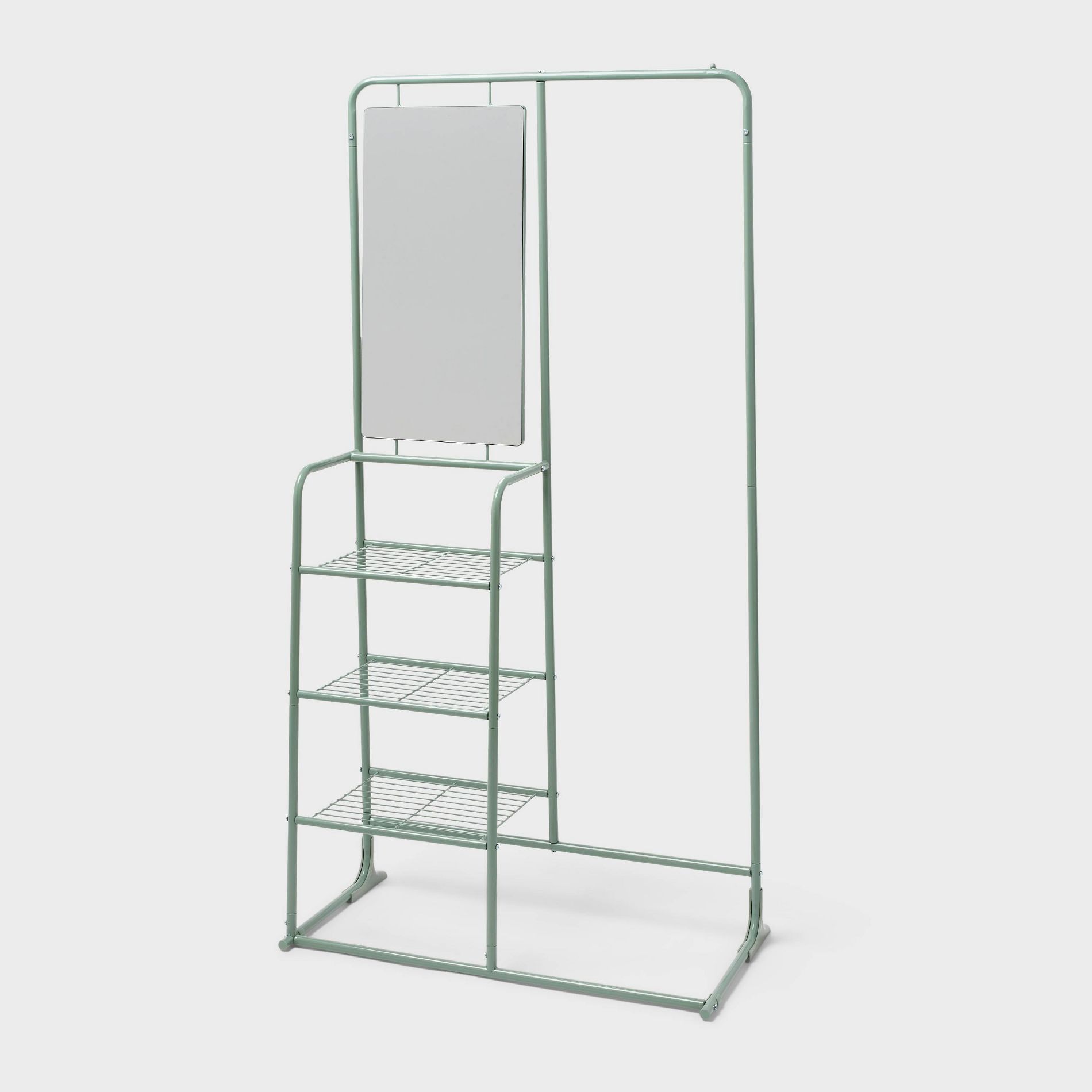 Metal Garment Rack with Mirror and Shelving Green - Brightroom™