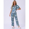 cheibear Women's Silky Short Sleeves Sleepshirt with Pants Sleepwear Pajama Set 2 Pcs - 3 of 4