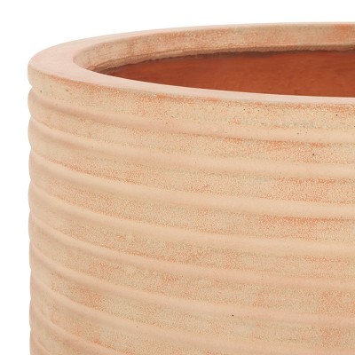 Nardo Terracotta Large Planter Set of 2 with Horizontal Stripes