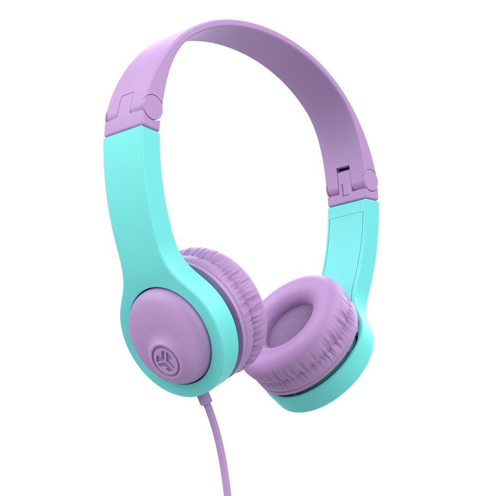 jbuddies gen 2 folding kids wired headphones - purple/teal