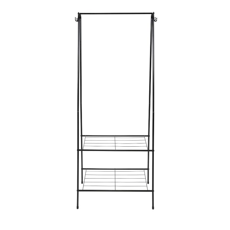 Organize It All Clothing Garment Rack with 2 Shelves and 2 Hooks Black, 3 of 8