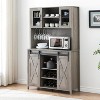 Garvee Black 70-Inch Farmhouse Bar Wine Cabinet with Sliding Barn Doors, Ample Storage Space, Wine & Glass Racks - Versatile Coffee - 2 of 4