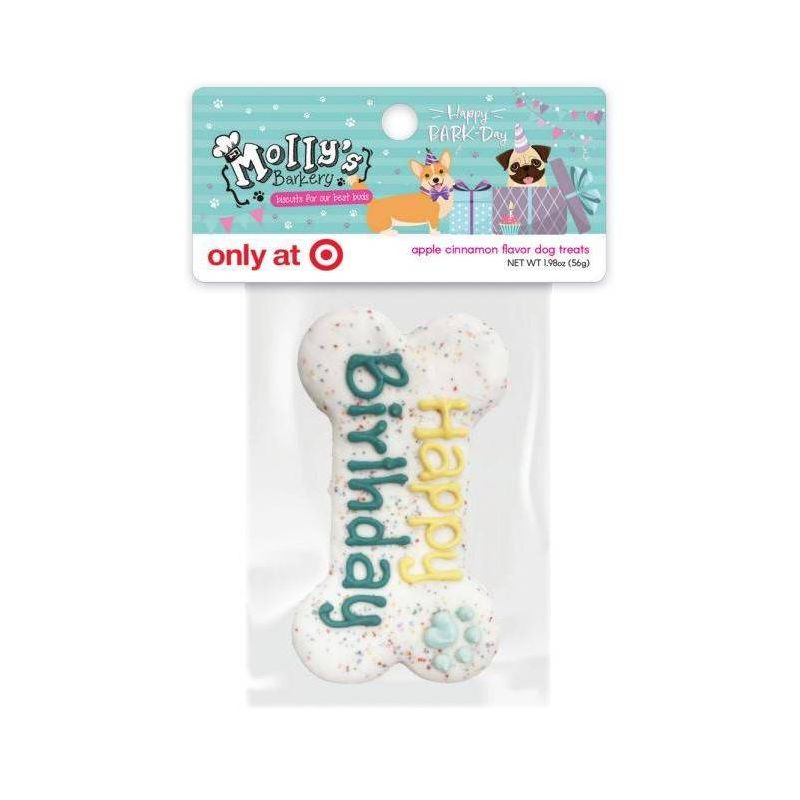 Molly&#39;s Barkery Birthday Dry Cookie with Apple and Cinnamon Flavor Dog Treats - 3.35oz, 1 of 12