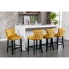 Okak Leisure Style Velvet Upholstered Wing Back Bar Stools Dining Chairs Set of 2, Button Tufted with Wood Legs & Chrome Nailhead Trim - 2 of 4
