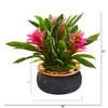 Nearly Natural 11-in Bromeliad Artificial Plant in Stoneware Planter, Purple - 2 of 2