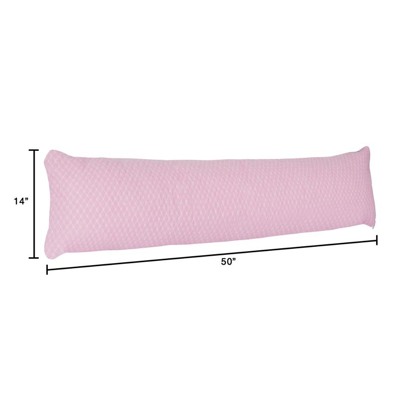 Hastings Home Memory Foam Body Pillow With Hypoallergenic Zippered Protector - Pink, 2 of 8