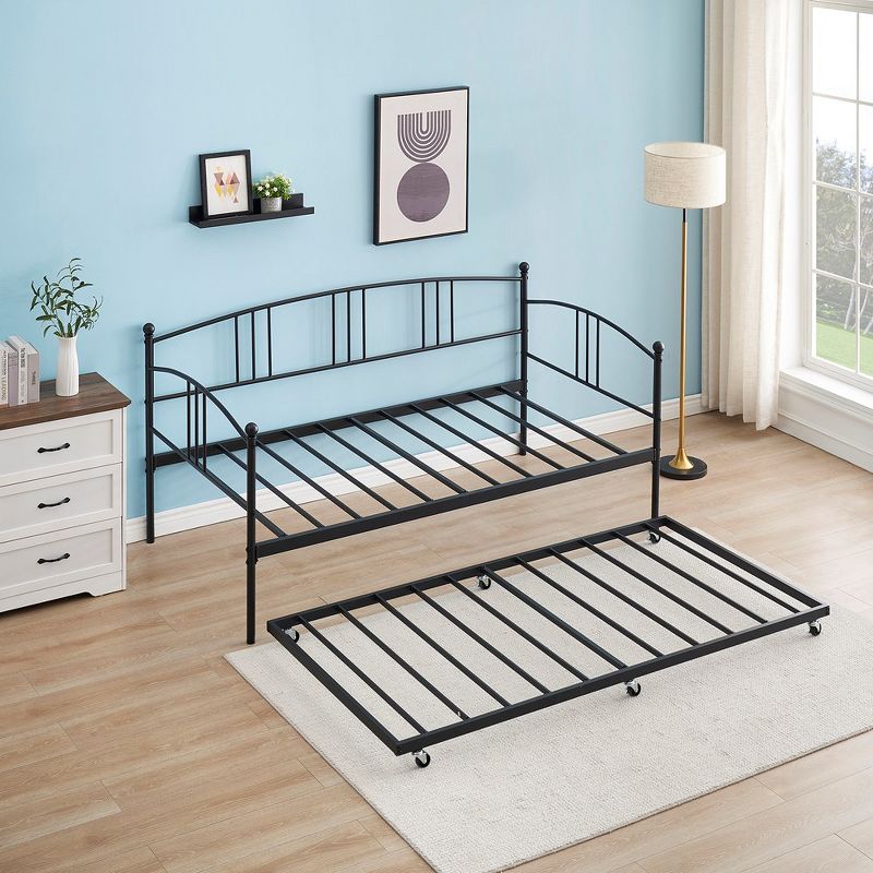 Whizmax Daybed and Trundle Frame Set, Premium Steel Slat Support, Daybed and Roll Out Trundle Accommodate, 3 of 10