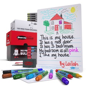 Show-me® Bulk Box of 100 x A4 Picture Story Lapboards, with Pens, Erasers, Cleaner - 1 of 4