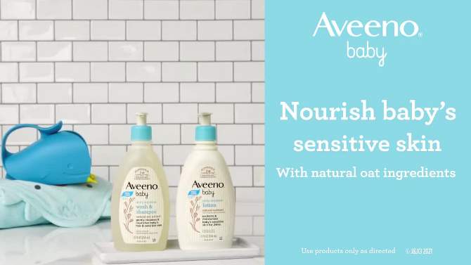 Aveeno Baby Daily Moisture Gentle Body Bath Wash &#38; Shampoo - Lightly Scented - 18 fl oz, 2 of 11, play video