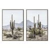Kate and Laurel Sylvie Tall Saguaro Cacti Desert Mountain 1 and 2 Framed Canvas by The Creative Bunch Studio, 2 Piece 23x33, Gray - 2 of 4