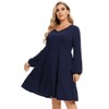 Women's Plus Size Fall Dress Long Sleeve Casual Babydoll Shift Tiered Flowy Midi Dresses - 3 of 4