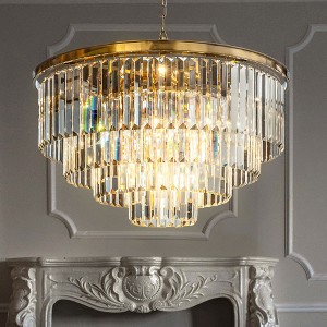 ALOADECOR 8-Lights Modern  4-Tier Round Crystal Fringe Chandelier - 1 of 4