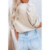 Amaryllis Women's Embellished Puff Sleeve Sweatshirt Pearl and Rhinestone Detail Relaxed Fit Chic Casual Pullover - 3 of 4