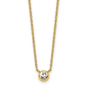 Chisel Stainless Steel Yellow IP-plated Glass Pendant on a Necklace 16" Cable Chain Necklace with a 2" Ext. - 1 of 4