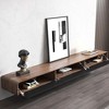 POVISON 79" Minimalist Floating TV Stand, Modern Wall-Mounted Entertainment Center with 3 Drawers, Walnut Veneer & Black Media Console - 3 of 4