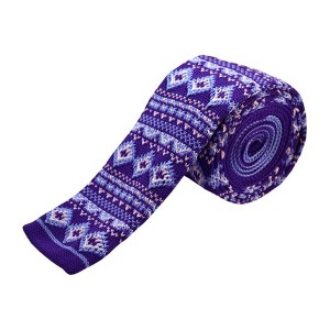 TheDapperTie Men's Purple And Steel Blue Design Knit 2.5 Inch Wide And 58 Inch Long Necktie - 1 of 3
