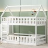 CAVINAS Twin Size Bunk Bed House Shaped Wood Bed Frame with Door, Ladder and Guardrail for Bedroom - 2 of 4