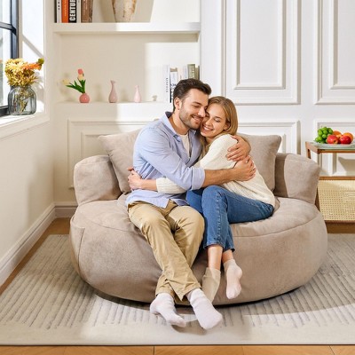 Hooseng Giant Bean Bag Chair for Adults, Teddy Fabric Upholstered Loveseat Lazy Sofa with Storage Pocket and High-Density Memory Foam Padding
