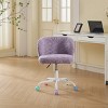 GlasFlength Task and Office Chairs Modern Plush Swivel Chair with Ergonomic Support Simple Design for Home Office, Purple, 21.5"*22.5"*31.9" - 2 of 4