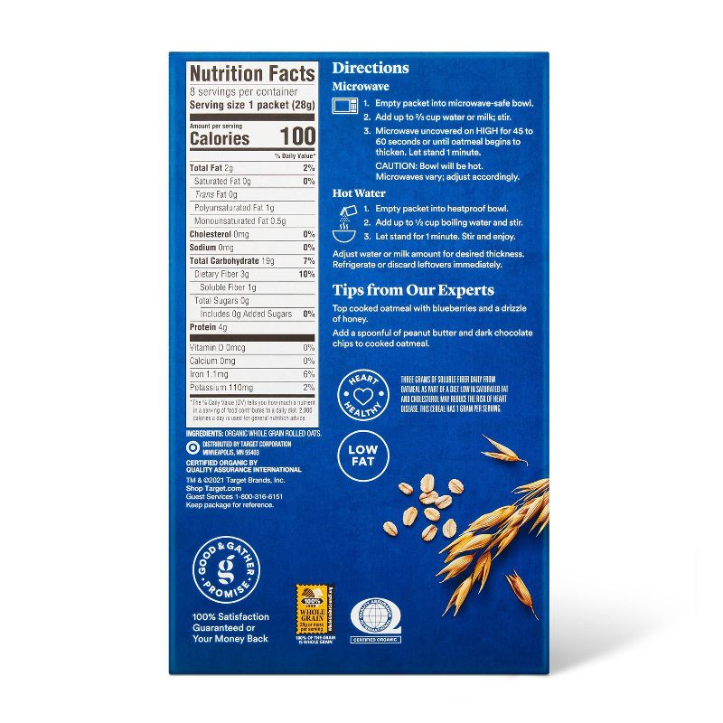 Organic Plain Instant Oatmeal Packet - 7.9oz/8ct - Good &#38; Gather&#8482;, 4 of 7