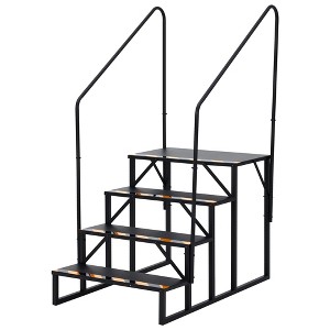 RV Steps with 1 Handrails, Heavy Duty Hot Tub Steps, Portable Mobile Home Stairs Steps, Ladder Stairs for Travel Trailer, Camper, Pool, 2 Step - 1 of 2