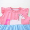 MyKids-USA Summer Hot Selling Cute Unicorn Cartoon Pattern Fly Sleeves Color Patchwork Dress for Stylish Girls - 3 of 4