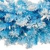 Northlight Pre-Lit Flocked Pine Artificial  Christmas Wreath - 24" - Sky Blue - Clear Lights - image 4 of 4