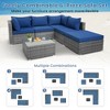 Tangkula 6PCS Patio Rattan Sectional Sofa Set Conversation Furniture Set w/ Navy Cushions - 3 of 4