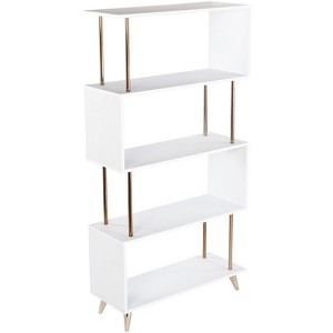 SEI Furniture Beckerman 4 Shelf Bookcase in White and Champagne - 1 of 4