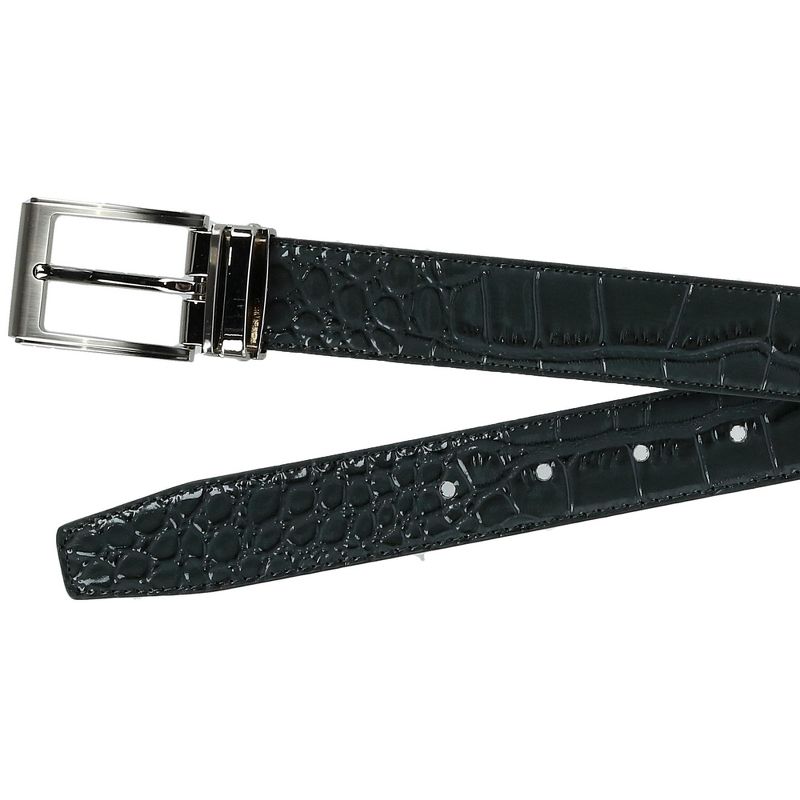 CTM Leather Croc Print Dress Belt with Clamp On Buckle, 2 of 3