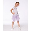 Deux par Deux Girl Crinkle Biker Short with Flower Mesh Skirt Lilac with White Flowers - 2 of 4