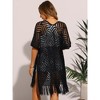 INSPIRE CHIC Women's Boho Open Front Short Sleeve Lightweight Fringe Beach Knit Cardigans - 4 of 4