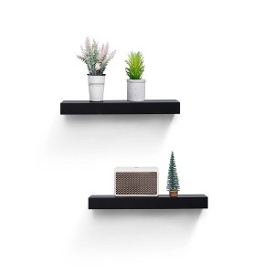 ChicFurnit Wall Shelf Set Floating Wood Shelves Invisible Brackets Hanging Shelf for Books Storage for Indoor Living Room, Black, 18.11"*3.94"*1.18" - 1 of 4
