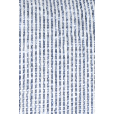 Blue and White Pinstripe Fringe Linen Pillow