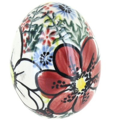 Blue Rose Polish Pottery Isabella Small Decorated Egg