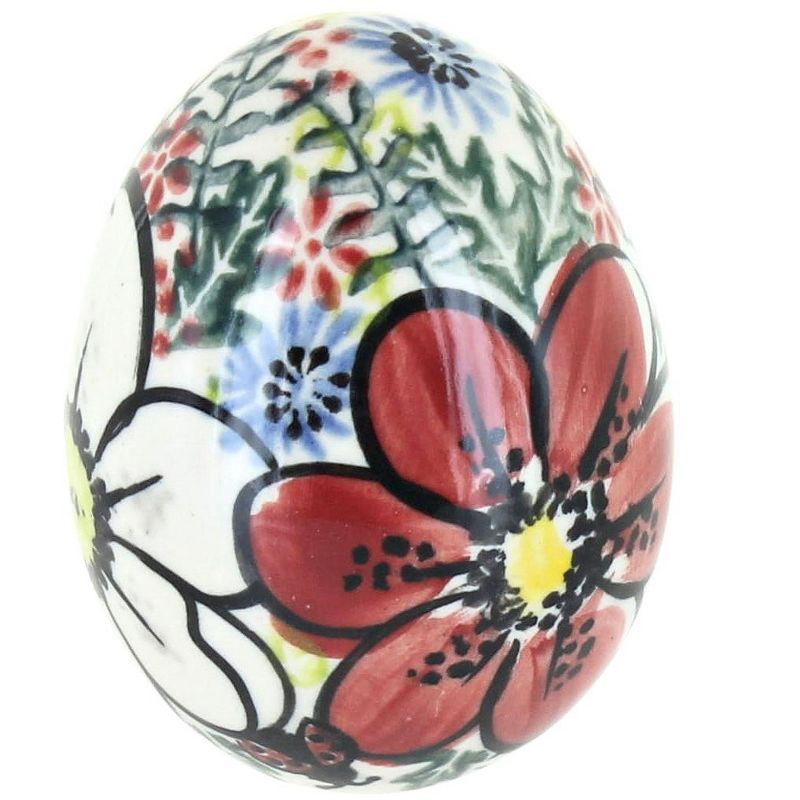 Blue Rose Polish Pottery 37 Vena Small Decorated Egg, 1 of 2
