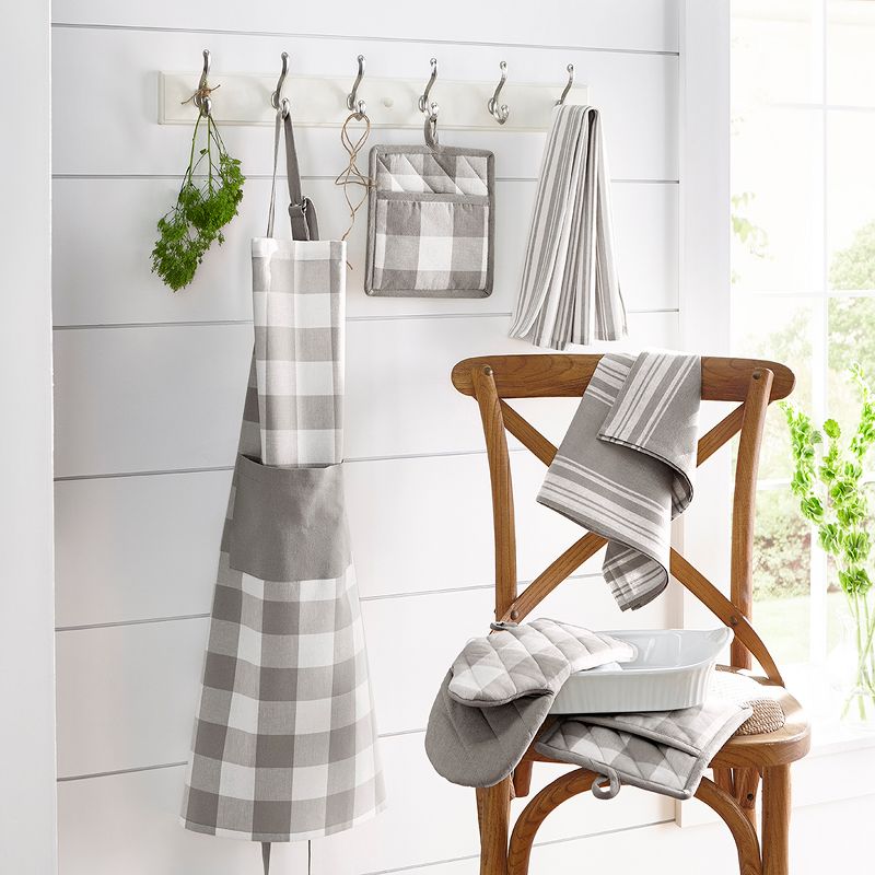Farmhouse Living Stripe and Check Kitchen Towels, Set of 3 - 17" x 28" - Elrene Home Fashions, 2 of 4