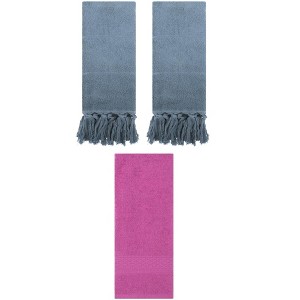 REGALWOVEN 3 Packs Solid Textured and Tassels Soft Absorbent Bathroom Hand Towel for Home Decor - 1 of 4