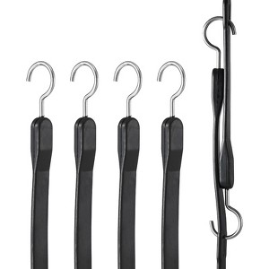 VEVOR 4 Piece Flat Bungee Cord, 20 mm Heavy Duty Bungee Straps with Steel S-Hooks, 40" Elastic Bungee Rope for Cargo, Tarps, Trucks and Tent, Black - 1 of 4