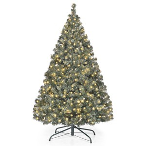 Tangkula 4.5'PVC Pre-lit Artificial Christmas Tree Hinged Tips w/200 LED Light - 1 of 4