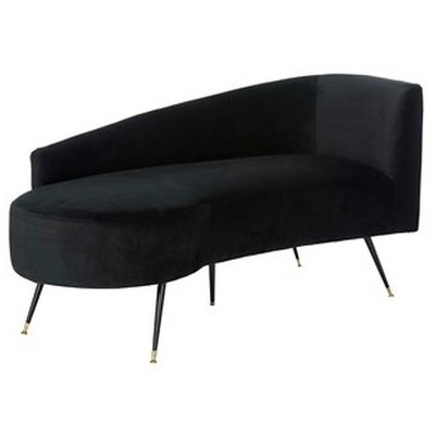Chic Evangeline Black Velvet and Gold Metal Settee, 58"x27"
