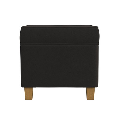 Chocolate Brown Velvet Square Storage Ottoman with Honey Oak Legs