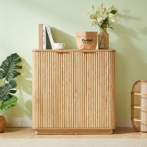 Modern Accent Storage Cabinet with Curved Wave & Adjustable Shelf, Sideboard Buffet  Cabinet for Dining Room, Living Room, or Entryway-Tanpinhause - 1 of 4
