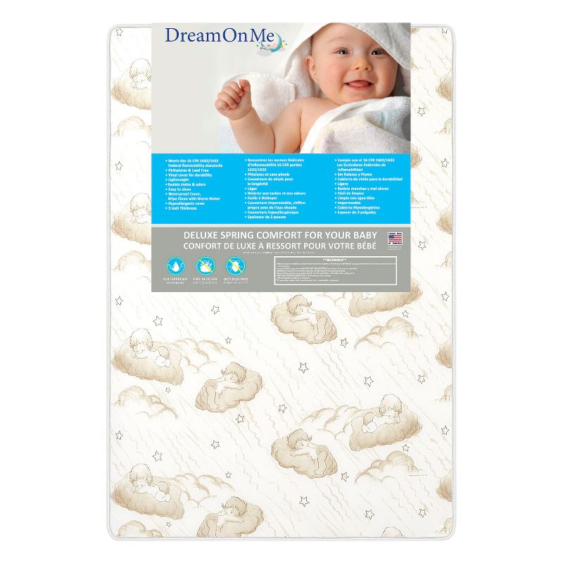 Dream On Me Portable Crib and Toddler Mattresses - White, 4 of 6