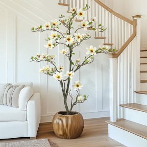 Artificial Magnolia Tree - Faux Flower Tree with 66 Lifelike Flowers & Vivid Foliage. Ideal for Indoor/Outdoor Decor: Yard, Patio, Home, Office - 1 of 4