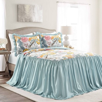 Queen 3pc Sydney Bedspread Set Blue/Yellow - Lush Décor