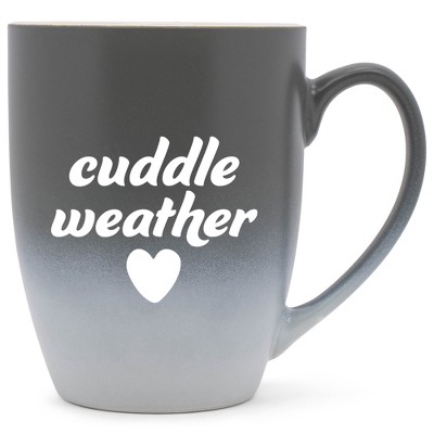 Elanze Designs Cuddle Weather Two Toned Ombre Matte Gray and White 12 ounce Ceramic Stoneware Coffee Cup Mug