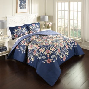 Floral Fantasy Reversible Comforter Set (Queen) - Marble Hill, Size: Full/Queen